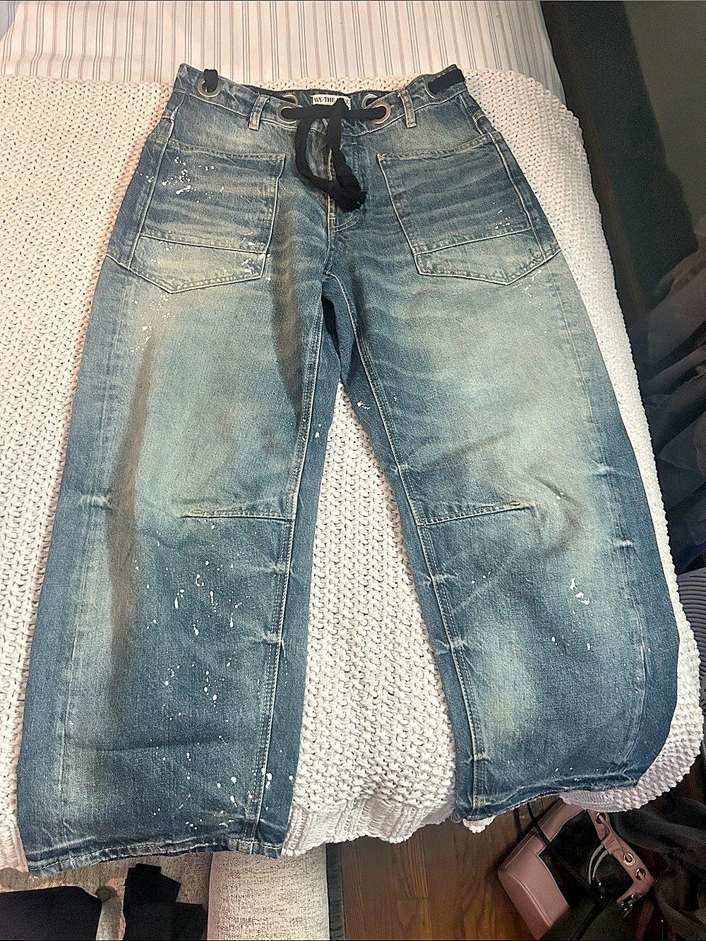 We The Free Call Me Crazy Cargo Jeans Blue Waist 27
